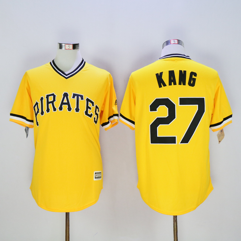 Men Pittsburgh Pirates #27 Kang Yellow Game MLB Jerseys->pittsburgh pirates->MLB Jersey
